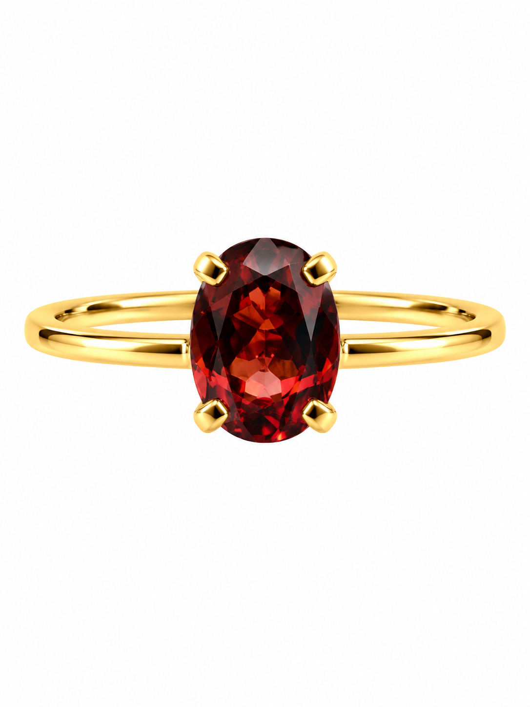 Bague Grenat Taillée Ovale Ag925 Doré à l'Or Fin