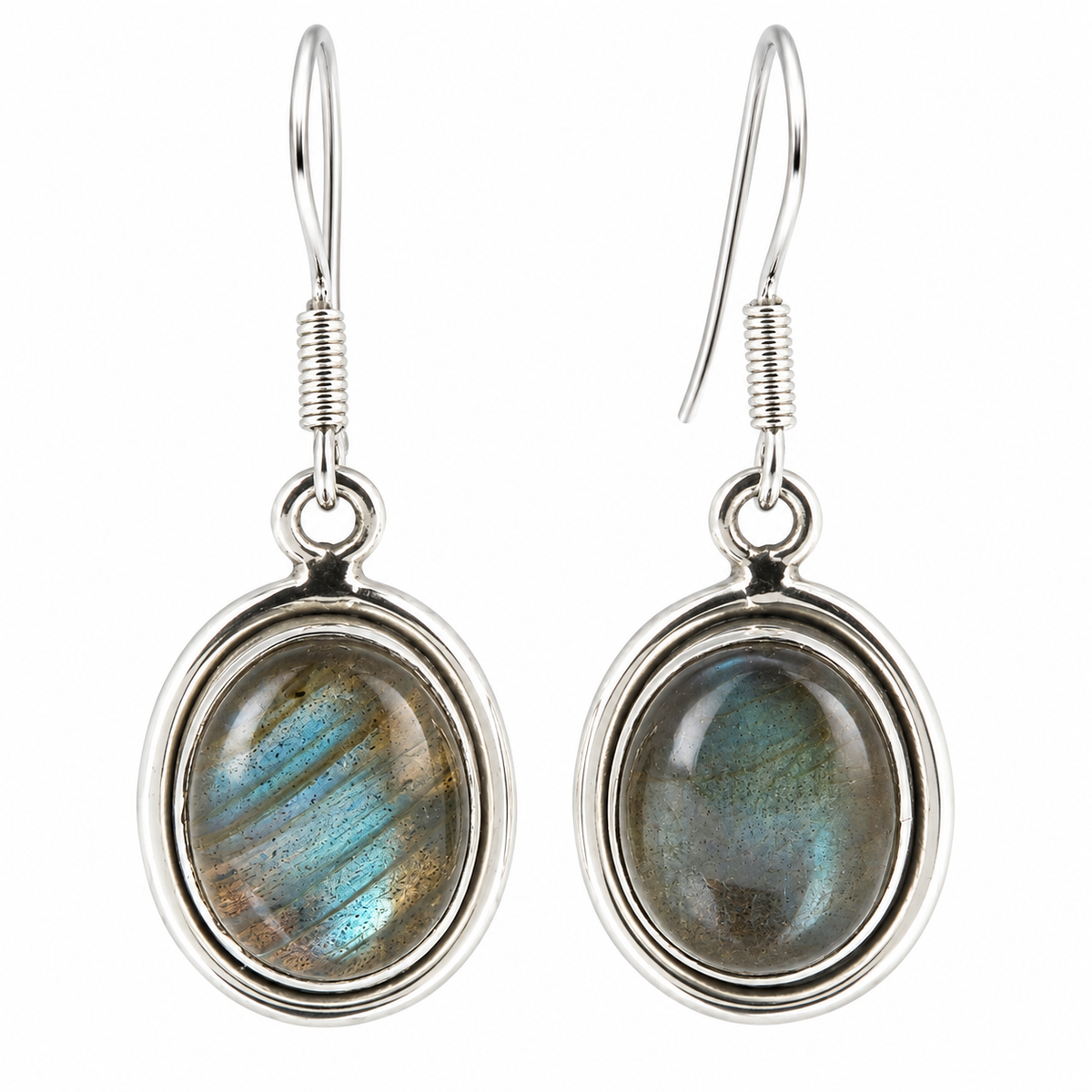 Boucles d'oreilles labradorite ovale