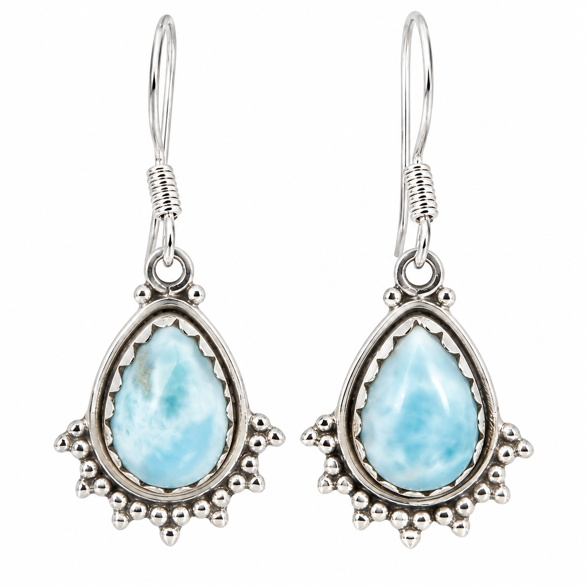 Boucles d'oreilles larimar indy goutte