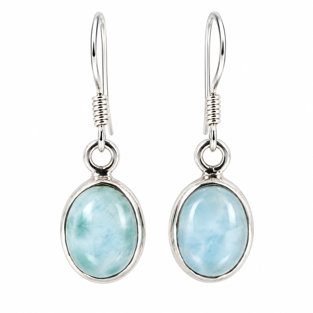 Boucles d'oreilles larimar ovale