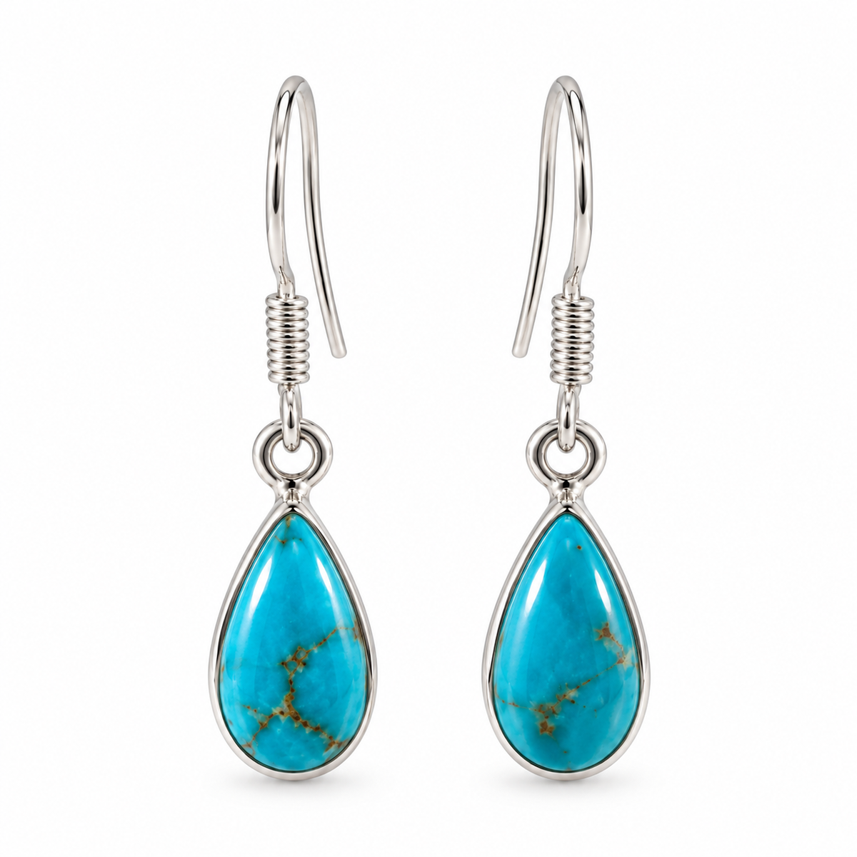 Boucles d'Oreilles Turquoise Plume Ag925