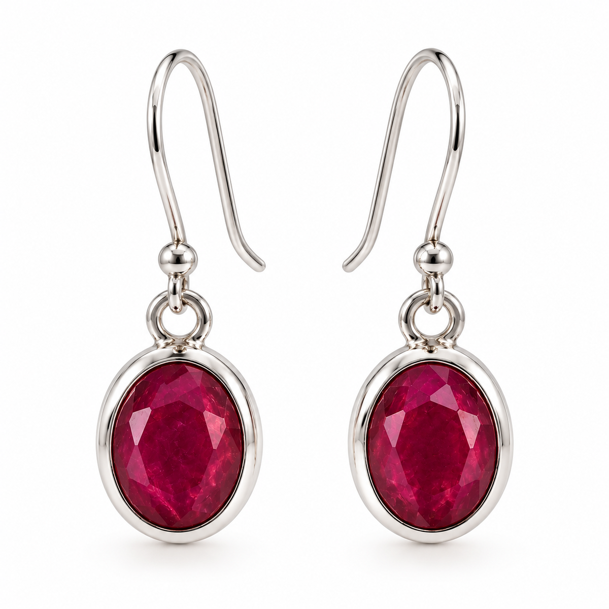 Boucles d'Oreilles Rubis Facetté Ag925