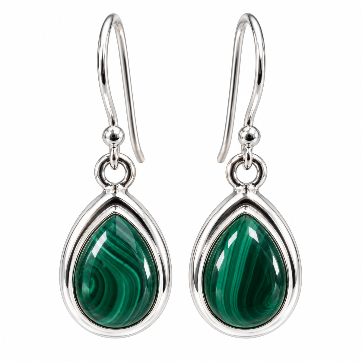 Boucles d'Oreilles Malachite Goutte Ag925