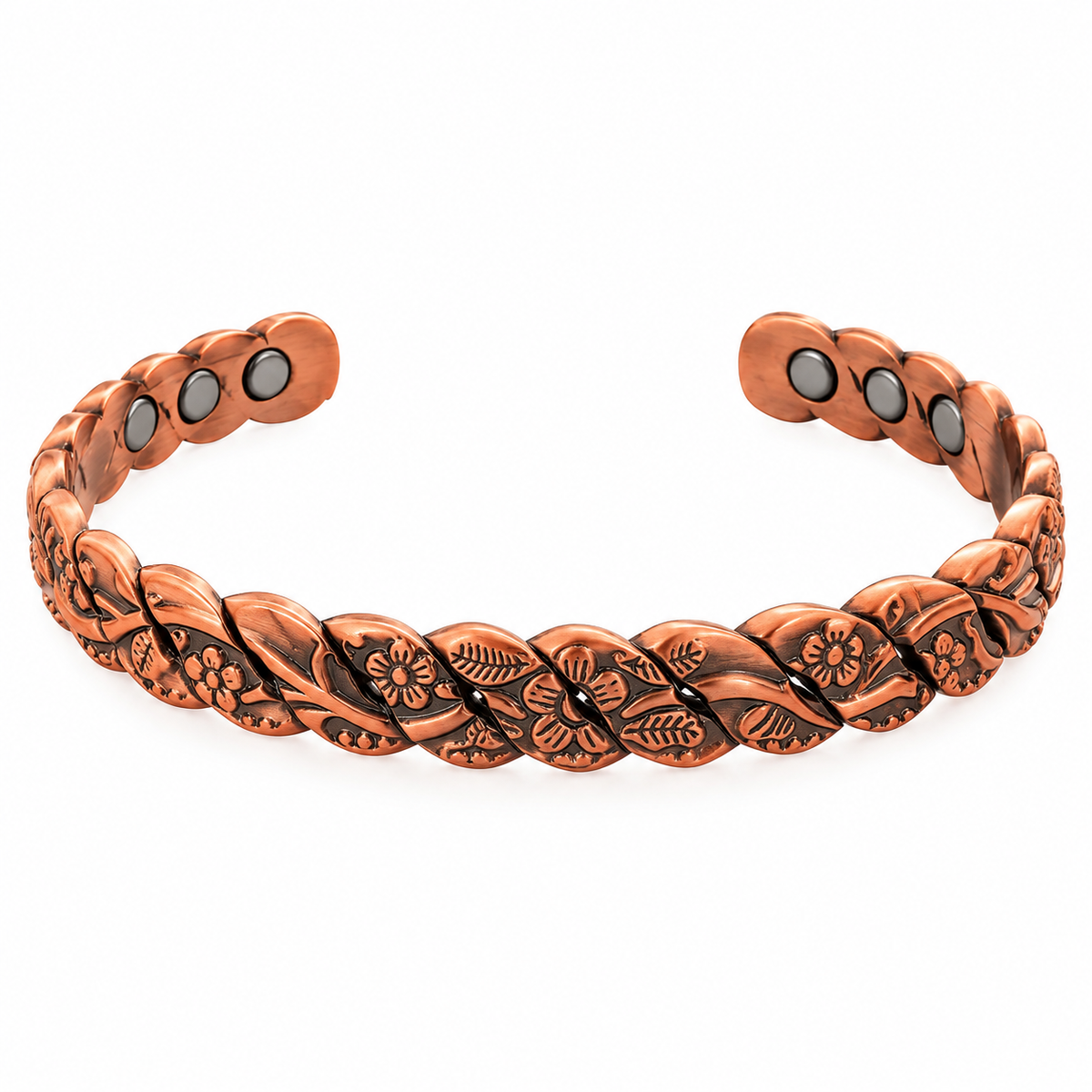 Bracelet Cuivre Magnétique – Jardin Secret – Motifs Floraux