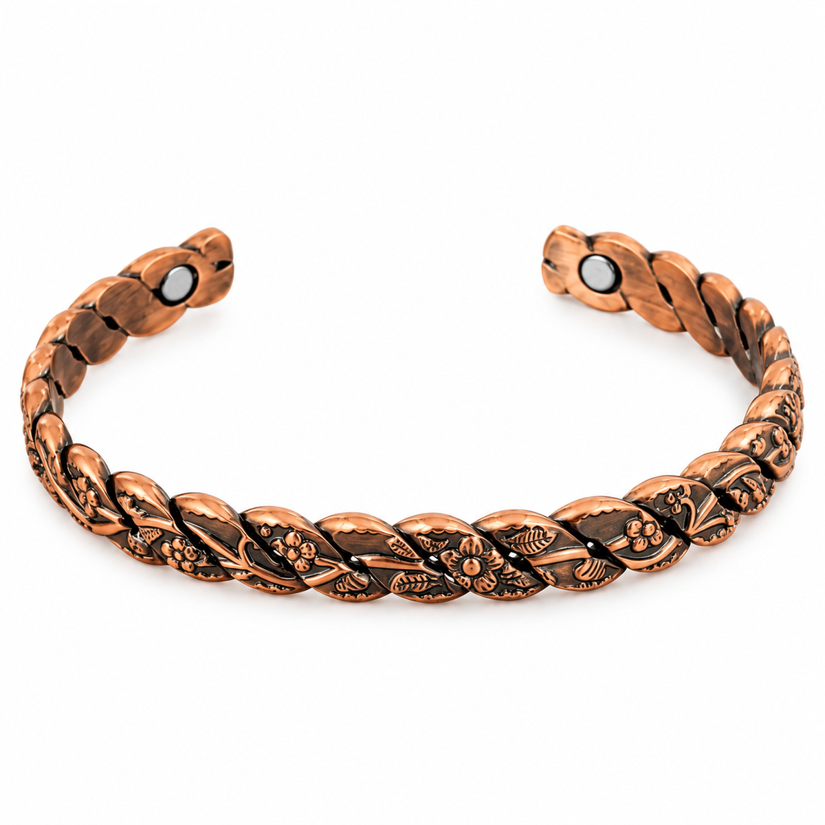 Bracelet Cuivre Magnétique – Jardin d'Éden – Motifs Floraux