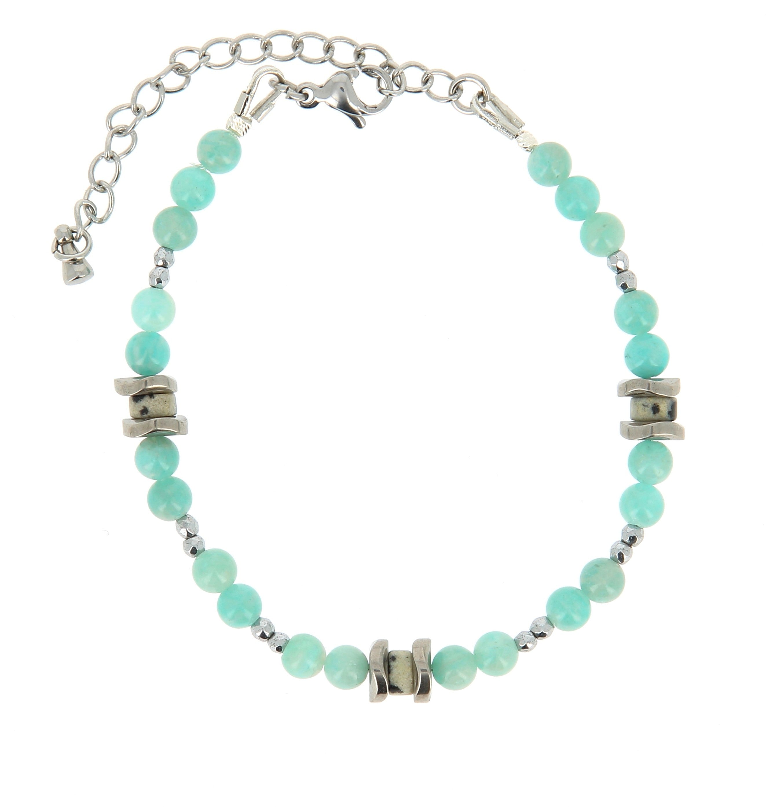 Talisman Armband Amazoniet en Dalmatier Jaspis