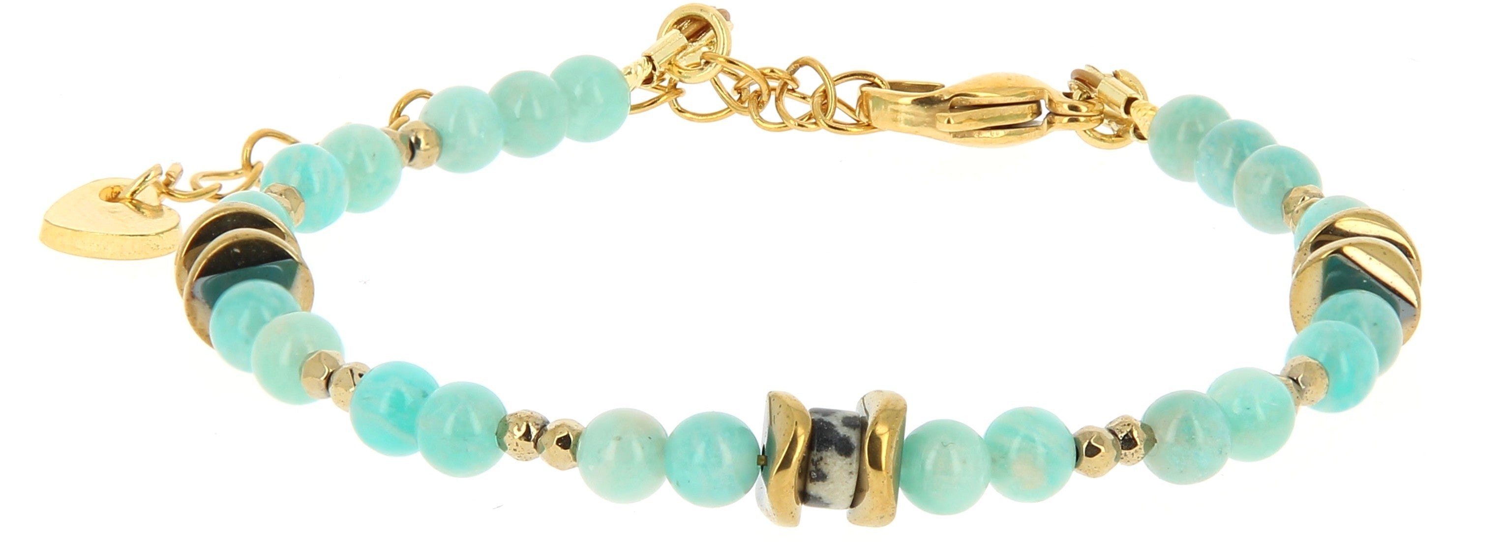 Talisman Armband Amazoniet en Dalmatier Jaspis