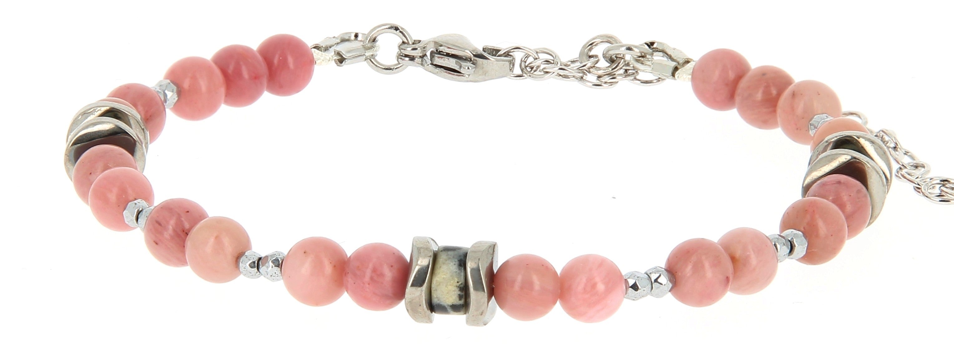 Bracelet Talisman Rhodonite & Pierre de Jaspe Dalmatien