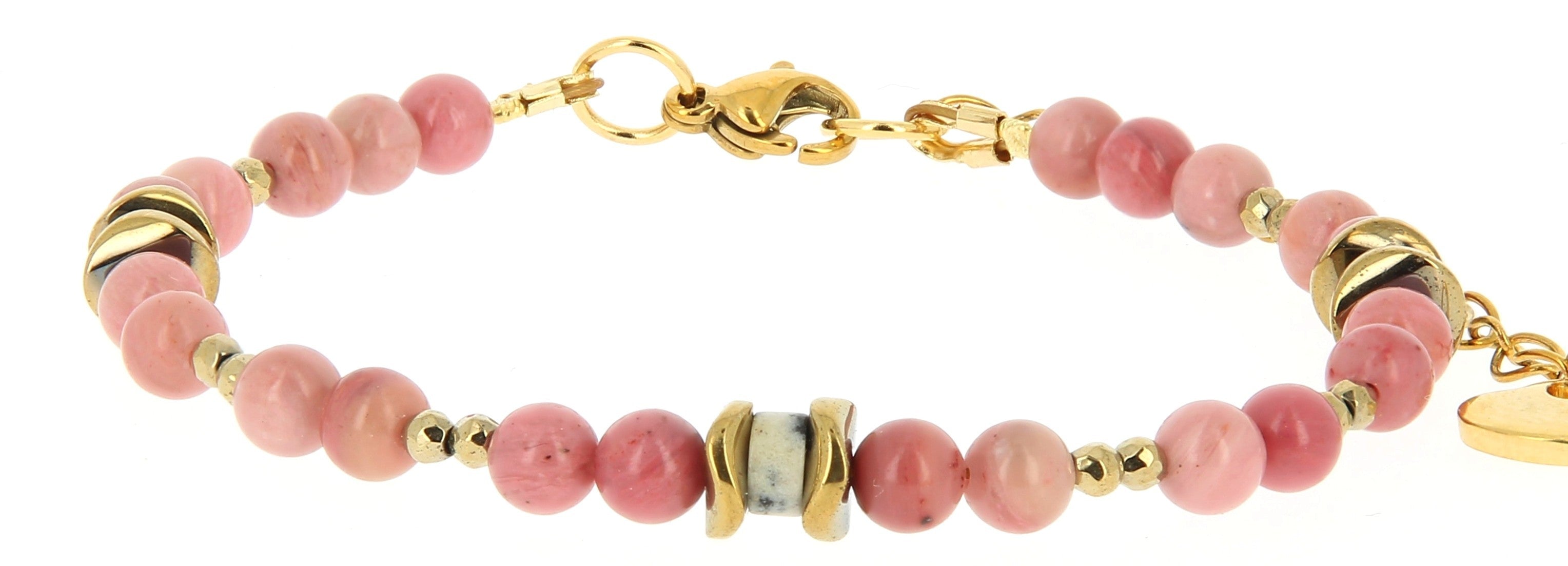 Bracelet Talisman Rhodonite & Pierre de Jaspe Dalmatien