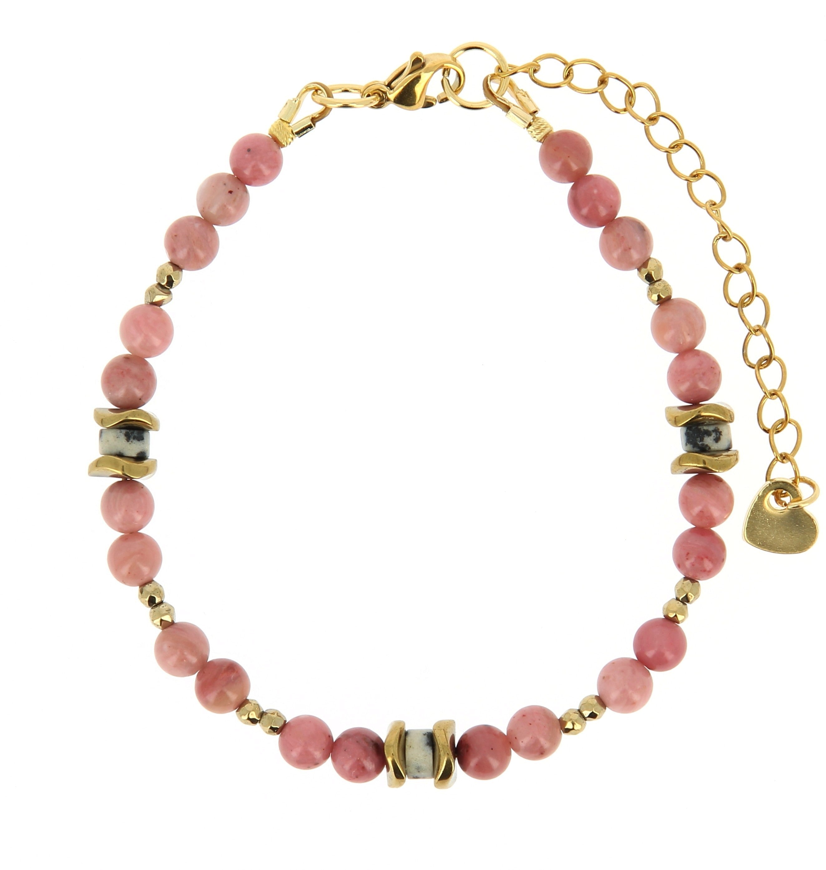 Bracelet Talisman Rhodonite & Pierre de Jaspe Dalmatien