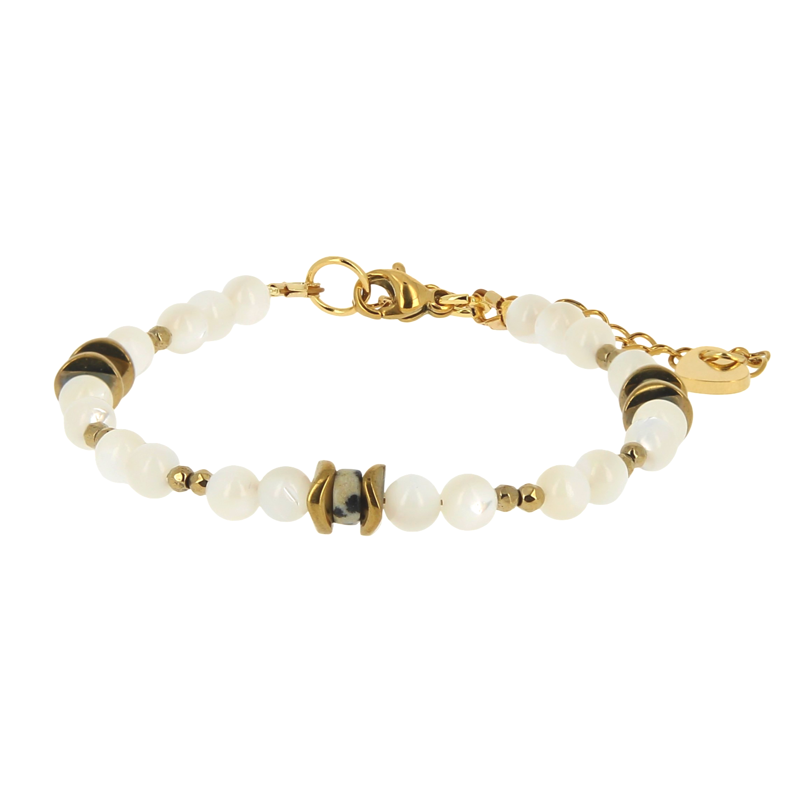 Talisman Armband Parelmoer en Dalmatier Jaspis