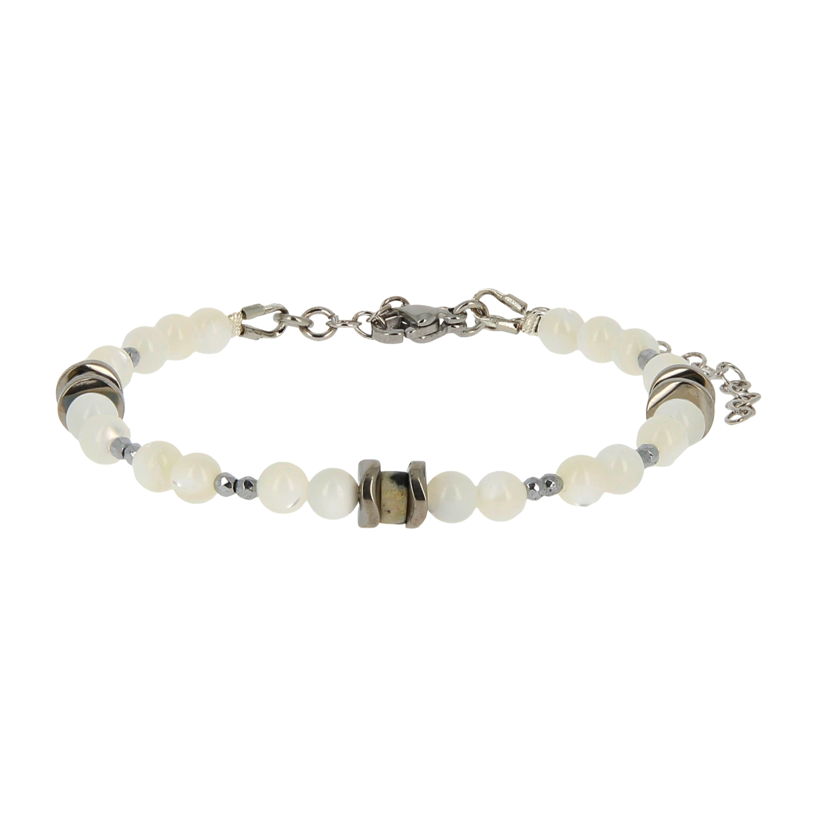 Talisman Armband Parelmoer en Dalmatier Jaspis