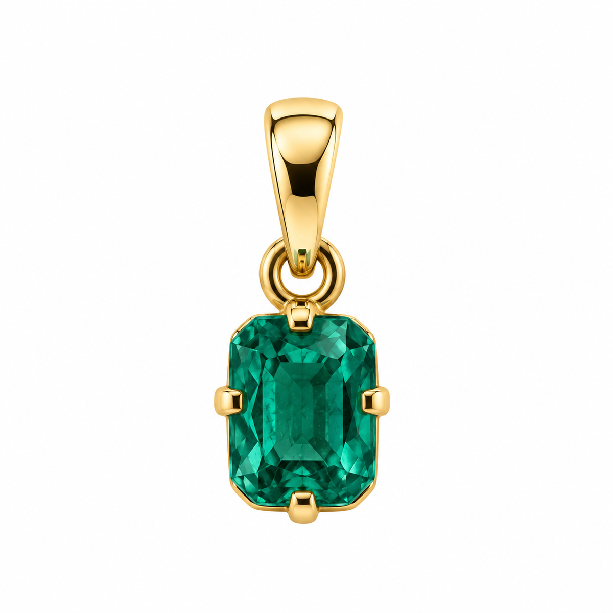 Pendentif Émeraude Taillée Carré Ag925 Doré à l'Or Fin
