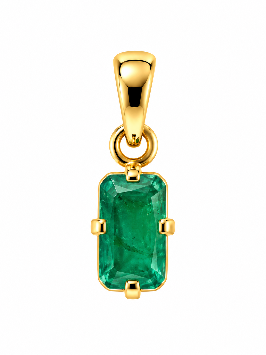 Pendentif Émeraude Taillée Rectangle Ag925 Doré à l'Or Fin