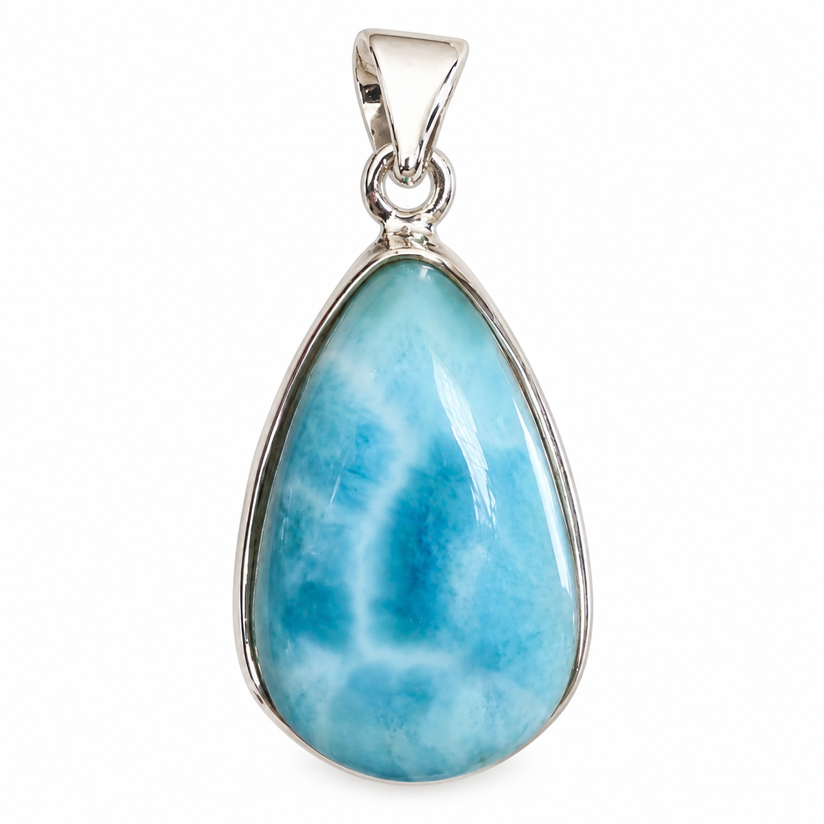 Pendentif larimar goutte cerclé Ag925