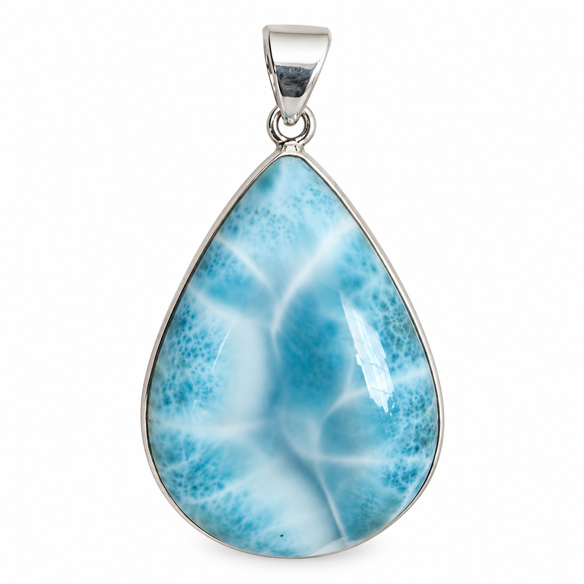 Pendentif larimar goutte cerclé Ag925