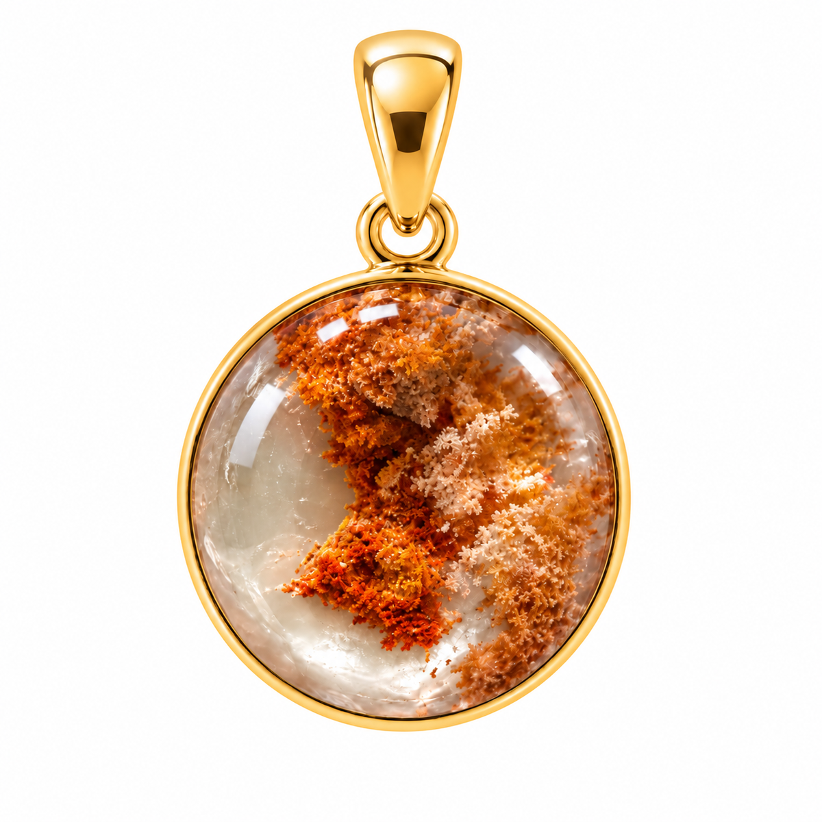 Pendentif Lodolite Ovale Ag925 Doré à l'Or Fin