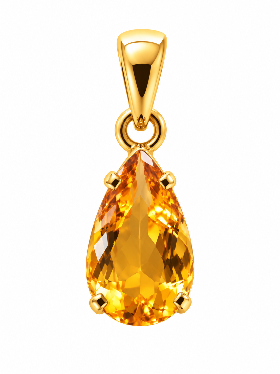 Pendentif Opale de Feu Taillée Goutte Ag925 Doré à l'Or Fin