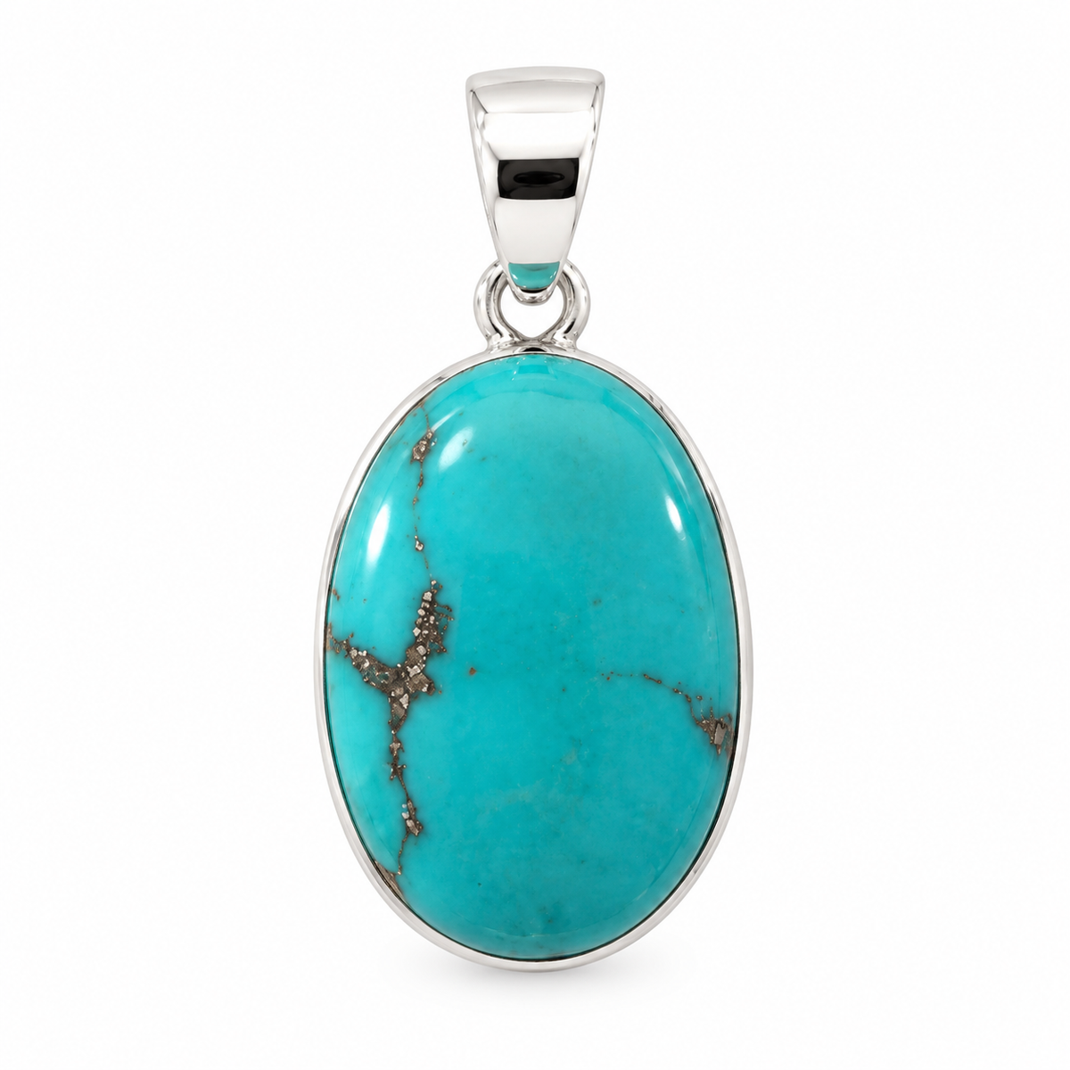 Pendentif Turquoise Ovale Perse Ag925