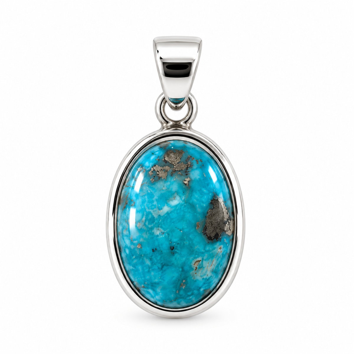 Pendentif turquoise ovale indy cerclé Ag925