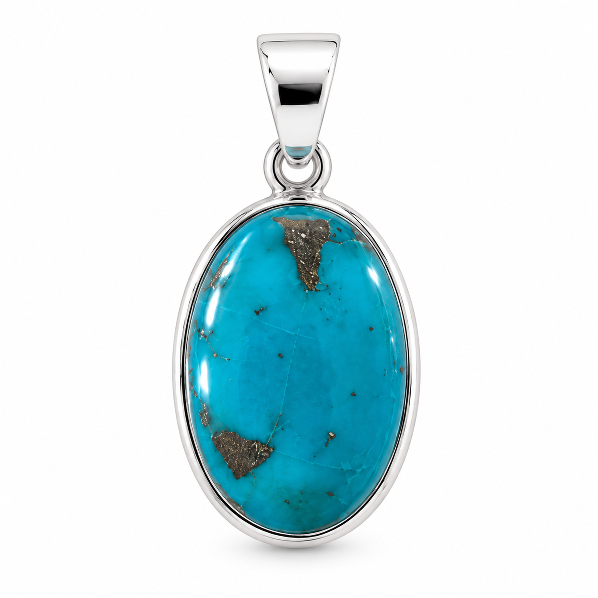 Pendentif turquoise ovale indy cerclé Ag925