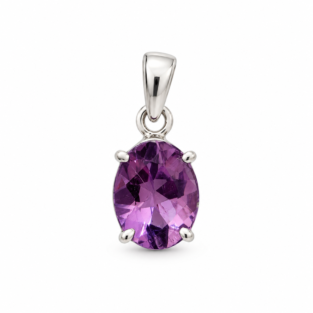 Pendentif améthyste taillée ovale Ag925