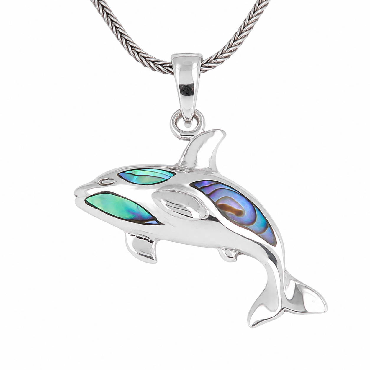 Pendentif dauphin argent et abalone