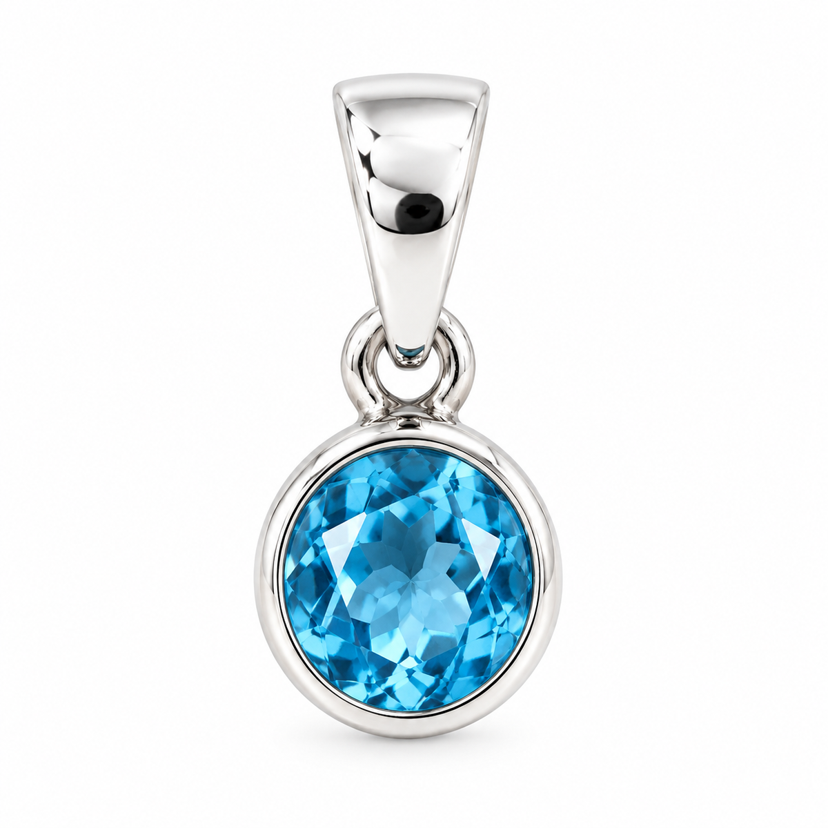 Pendentif Topaze Taillée Rond Ag925