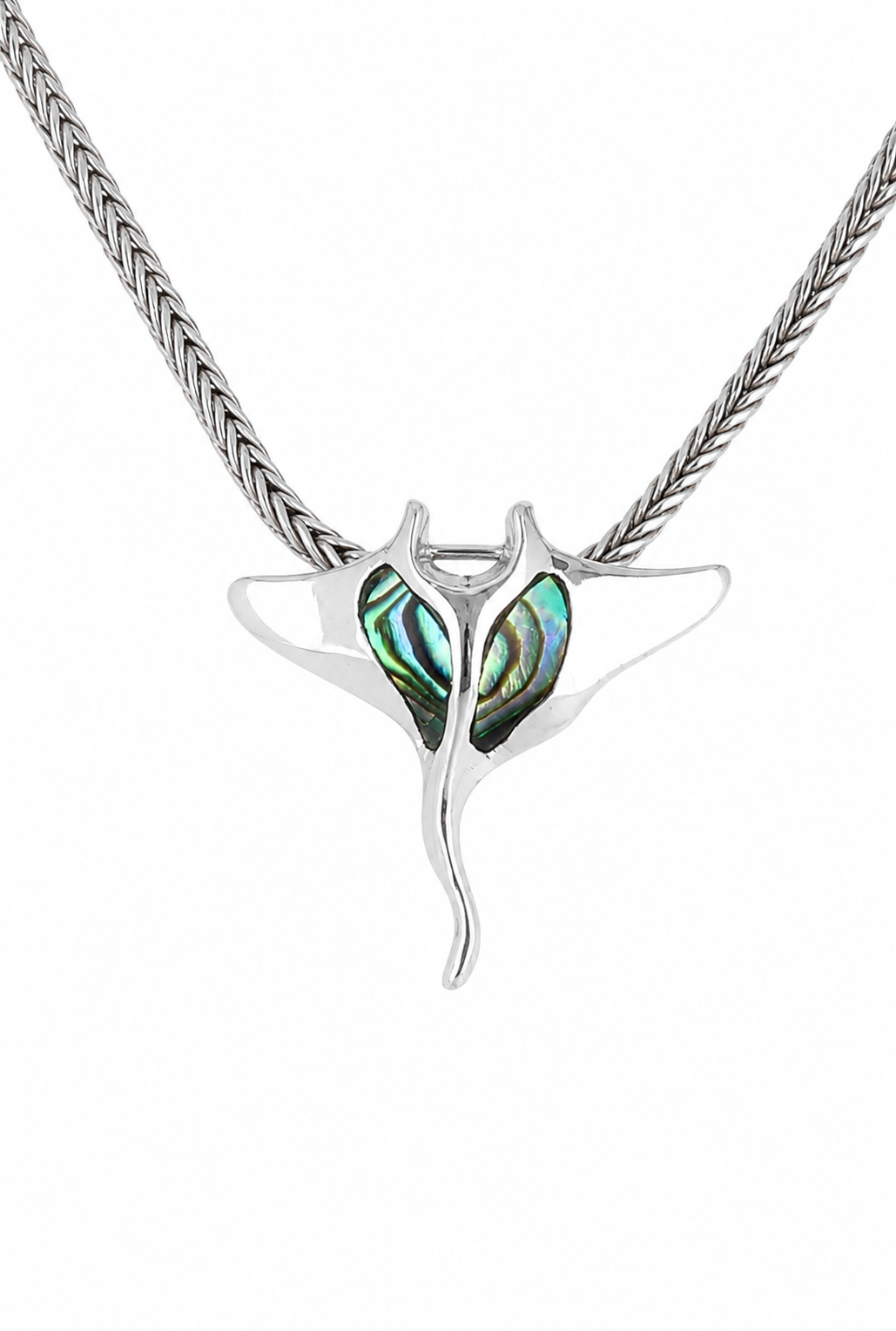 Pendentif raie argent et abalone