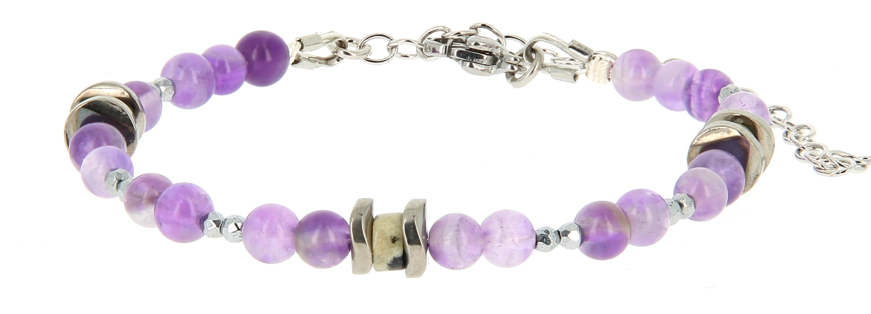 Talisman Armband Amethist en Dalmatier Jaspis
