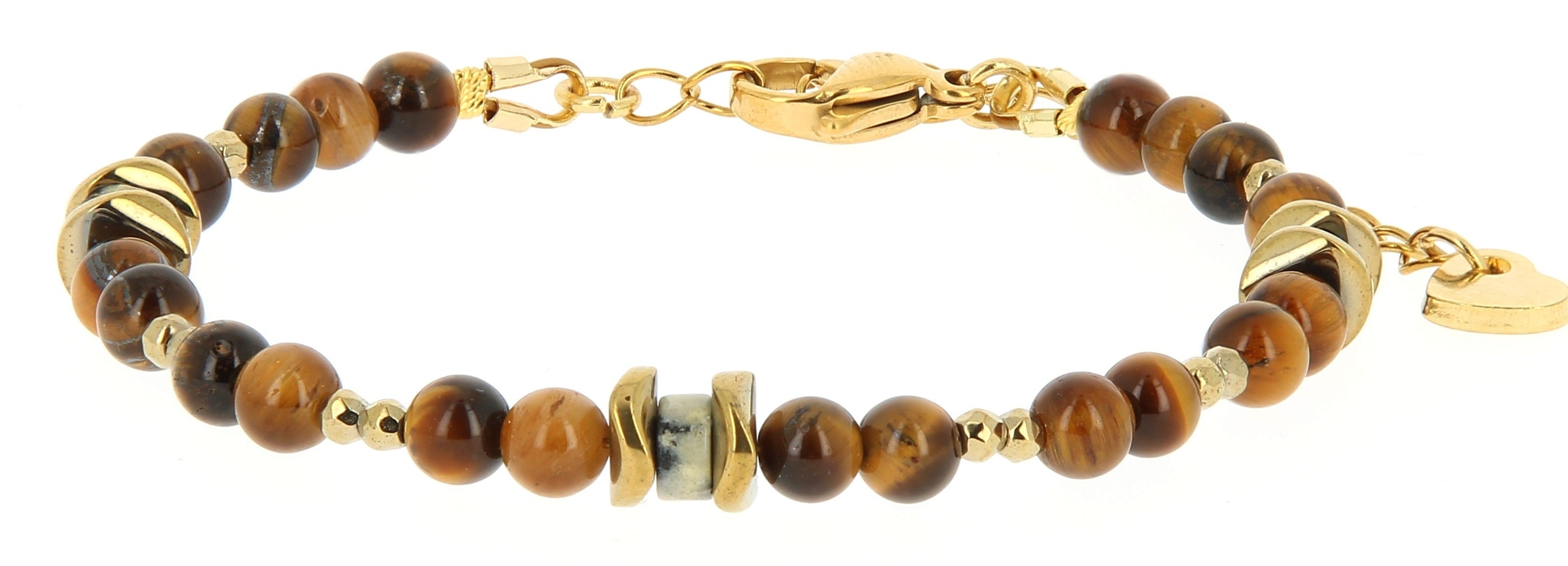 Bracelet Talisman Œil de Tigre & Pierre de Jaspe Dalmatien