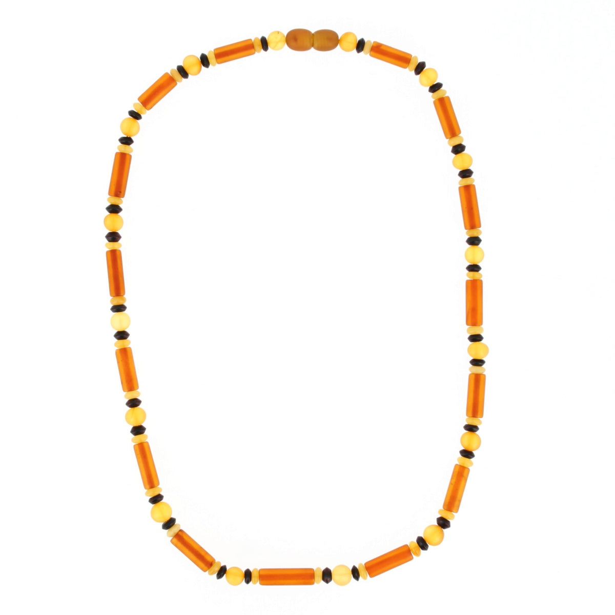 Collier homme en ambre - cognac mat