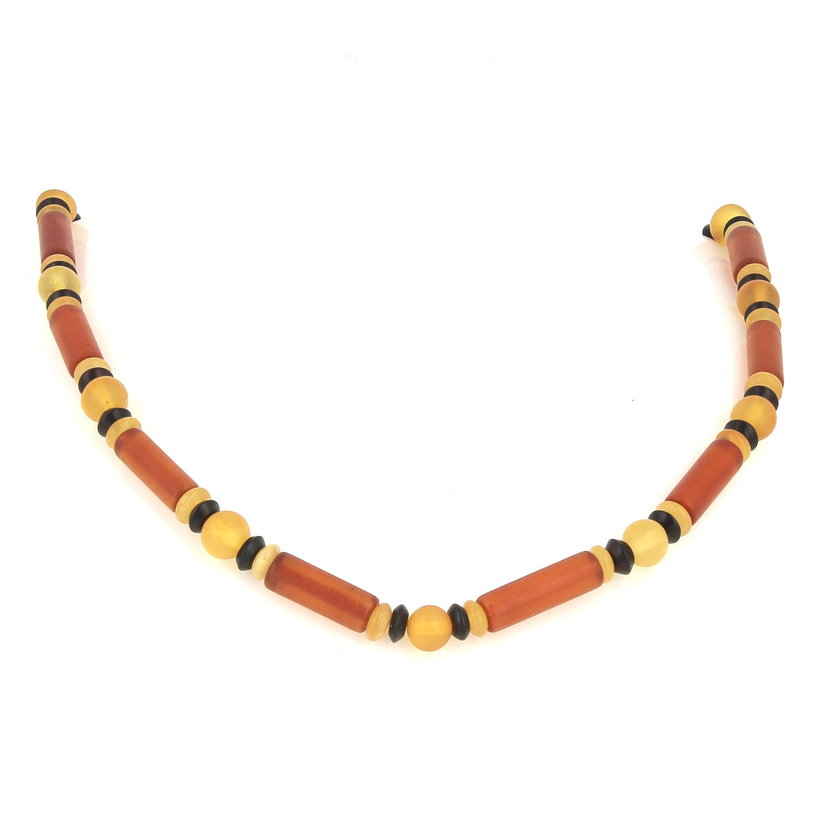 Collier homme en ambre - cognac mat