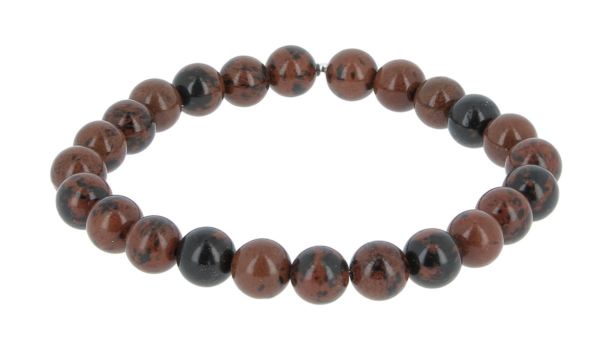 Bracelet obsidienne acajou
