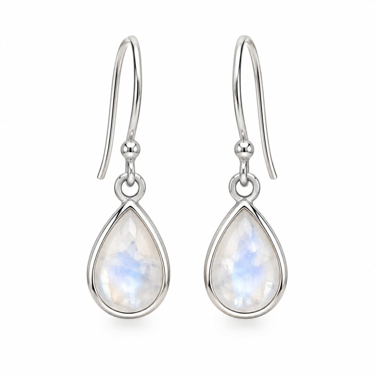 Boucles d'oreilles Péristérite (Labradorite blanche) goutte