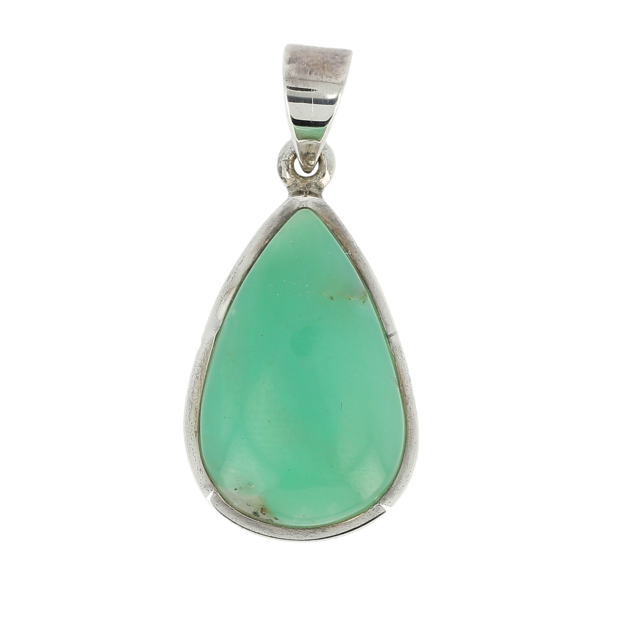 Pendentif chrysoprase goutte cerclé Ag925