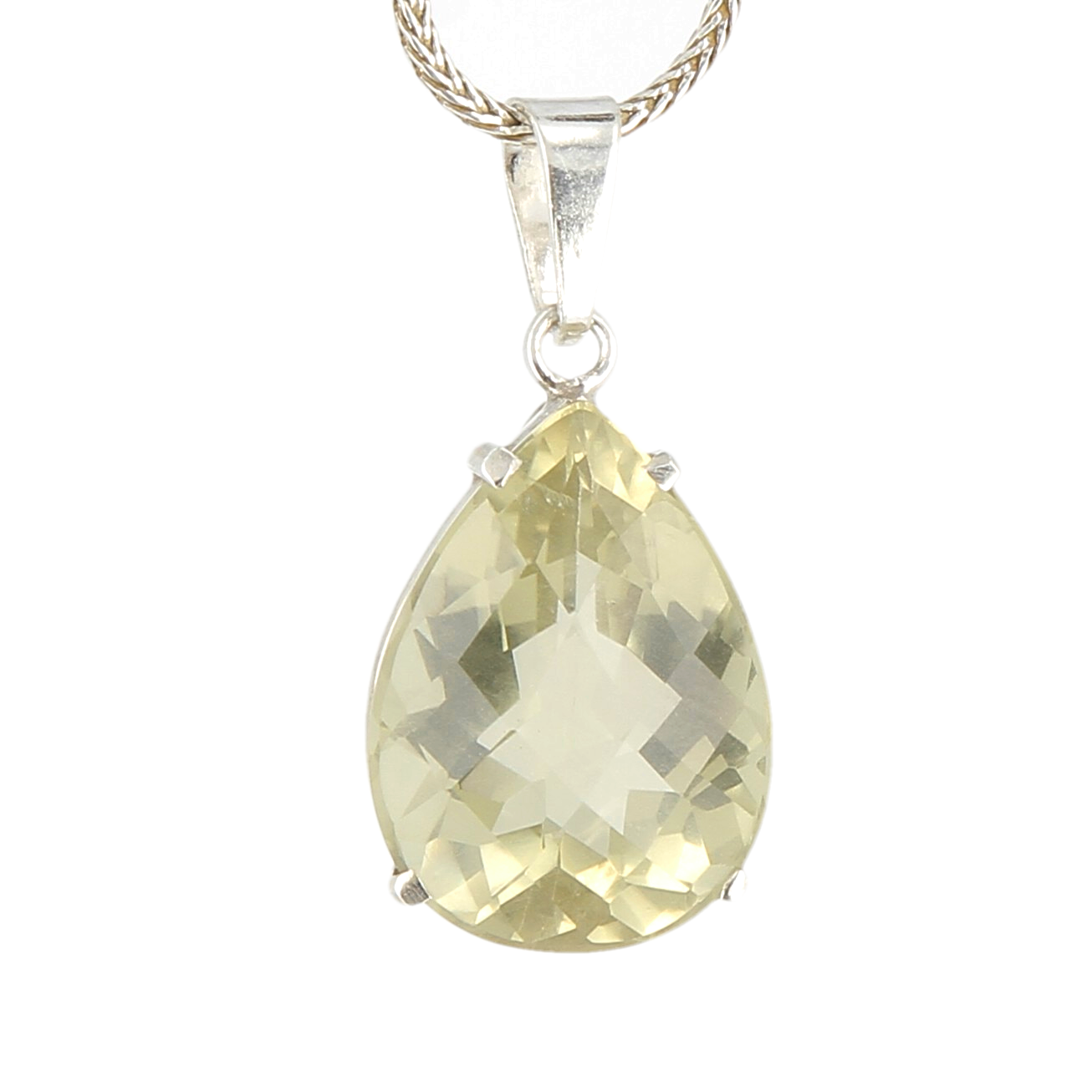 Pendentif citrine lemon taillée goutte griffe Ag925