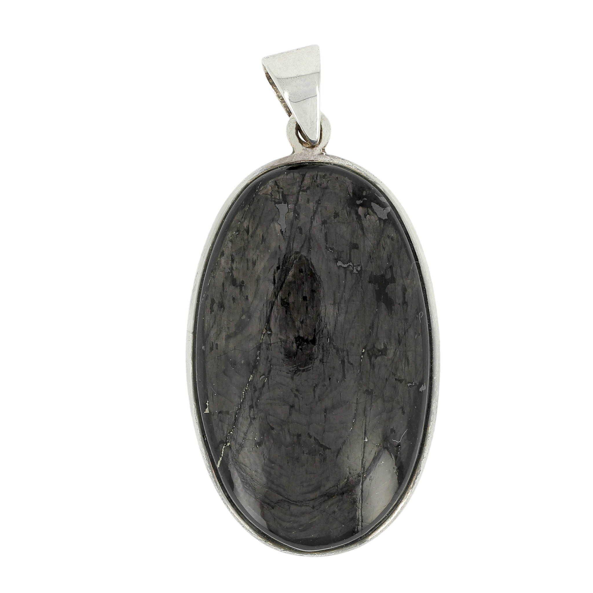 Pendentif hypersthène ovale cerclé Ag925