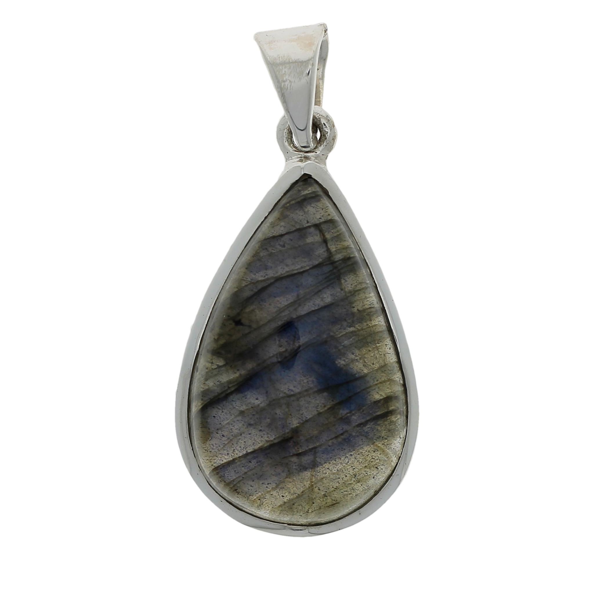 Pendentif labradorite spectrolite goutte cerclé Ag925