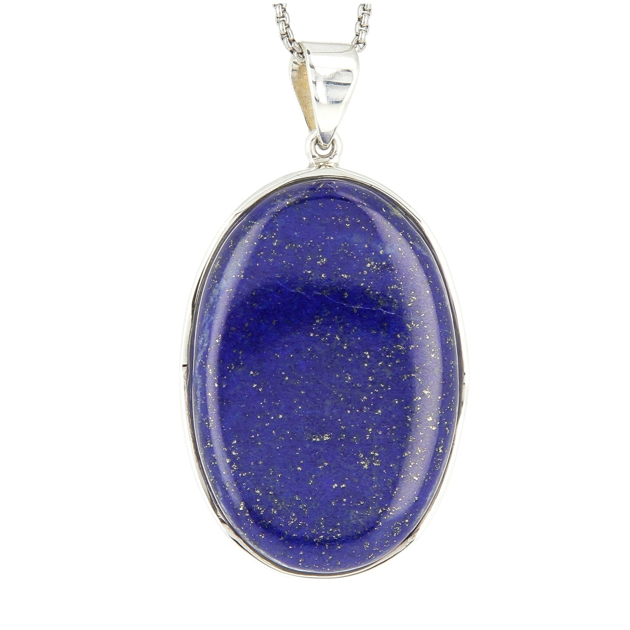 Pendentif lapis lazuli ovale cerclé Ag925