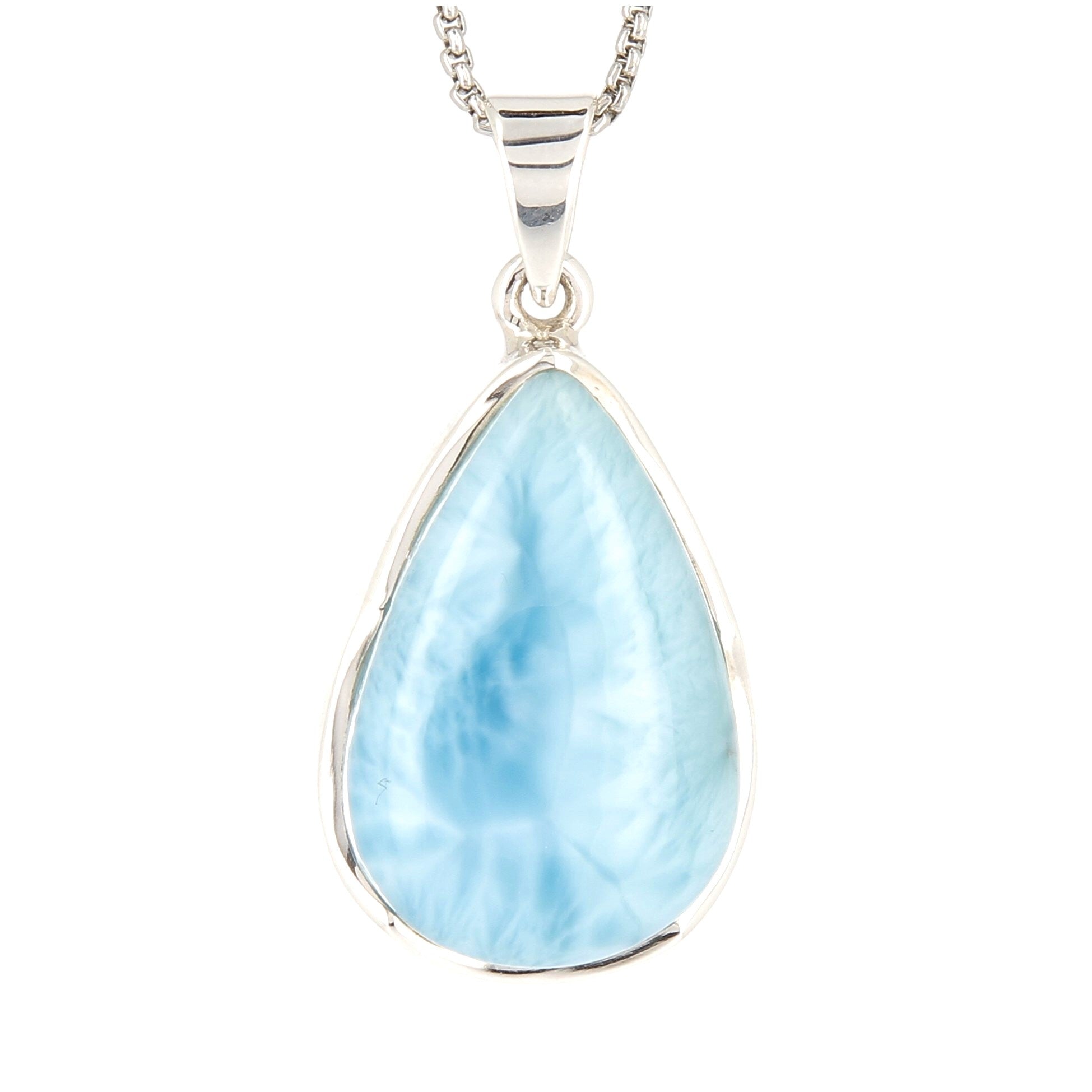 Pendentif larimar goutte cerclé Ag925