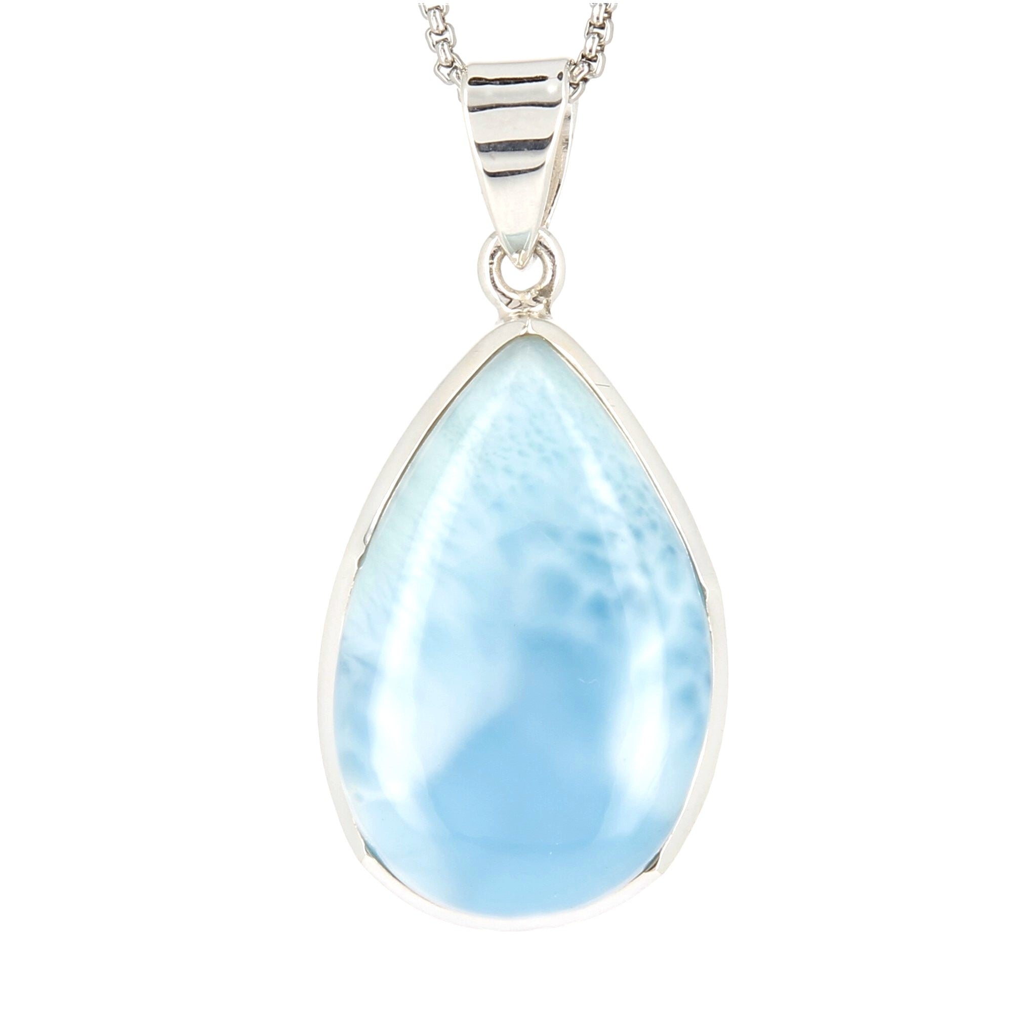 Hanger Larimar Druppel Omrand Ag925