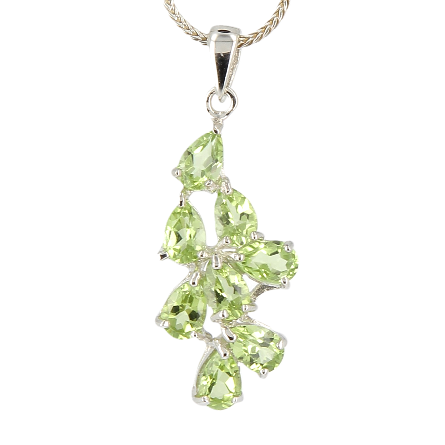 Pendentif péridots pluie perlée Ag925