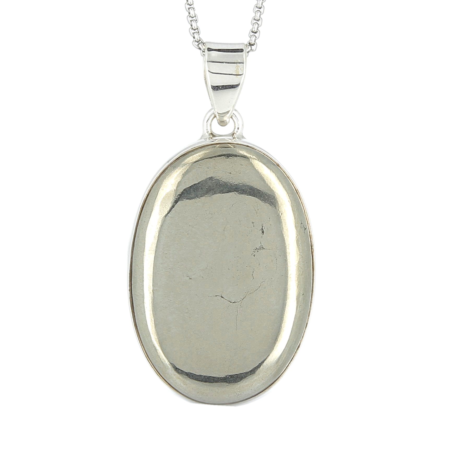 Pendentif pyrite ovale cerclé Ag925