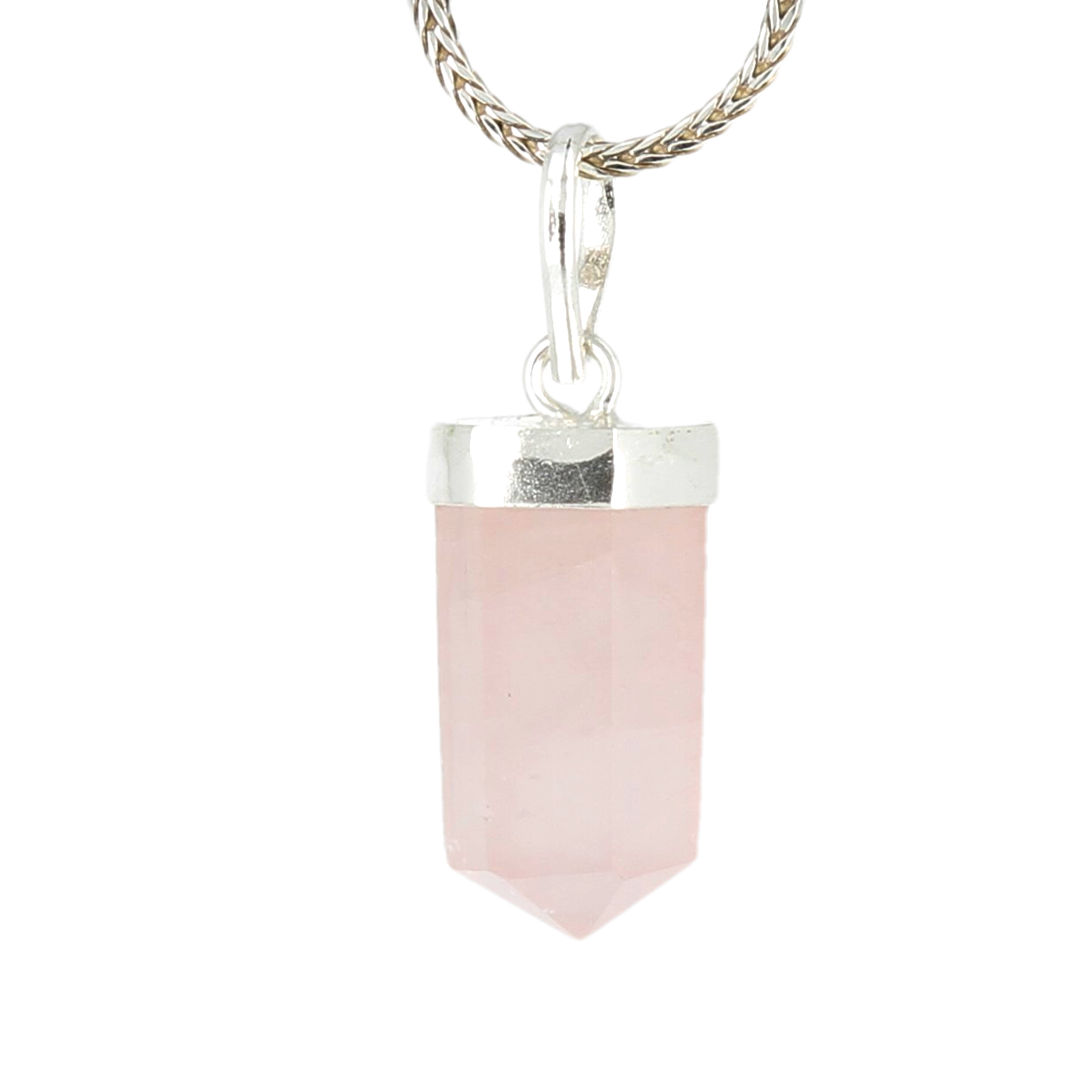 Pendentif quartz rose brute polie