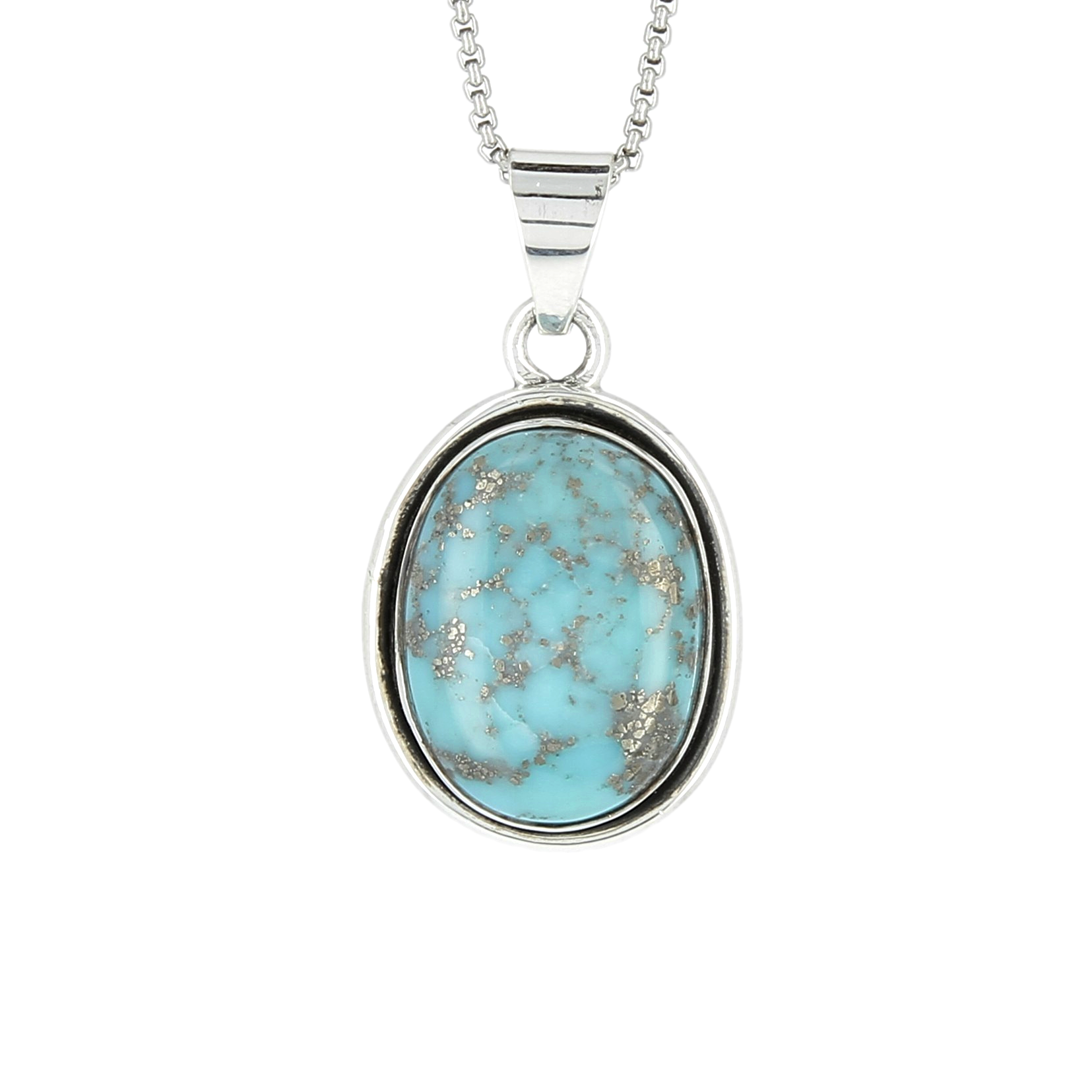 Pendentif turquoise ovale indy cerclé Ag925