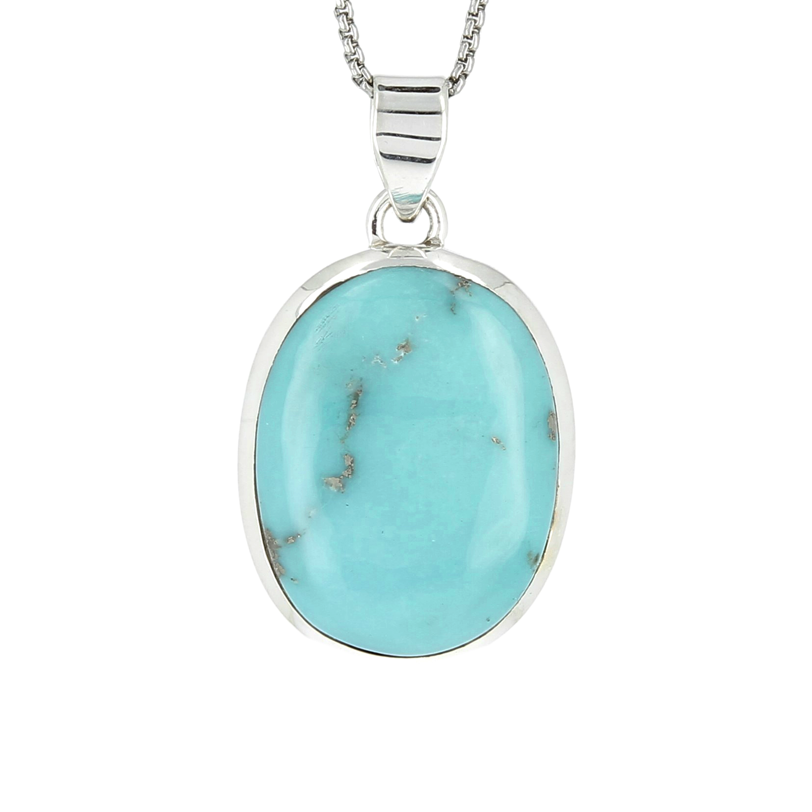 Hanger Turquoise Ovaal Indy Omrand Ag925